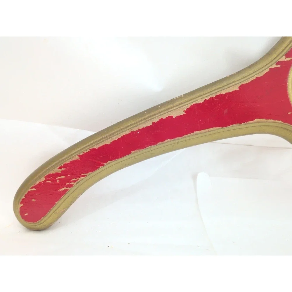 Hollywood Regency Red Gold Wooden Monogrammed Clothes Hanger Department S T L G